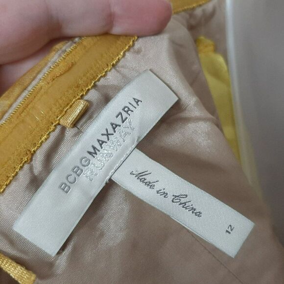 BCBGMaxAzria Runway Samantha Dress in Hazel Yellow sz 12 - Picture 8 of 10